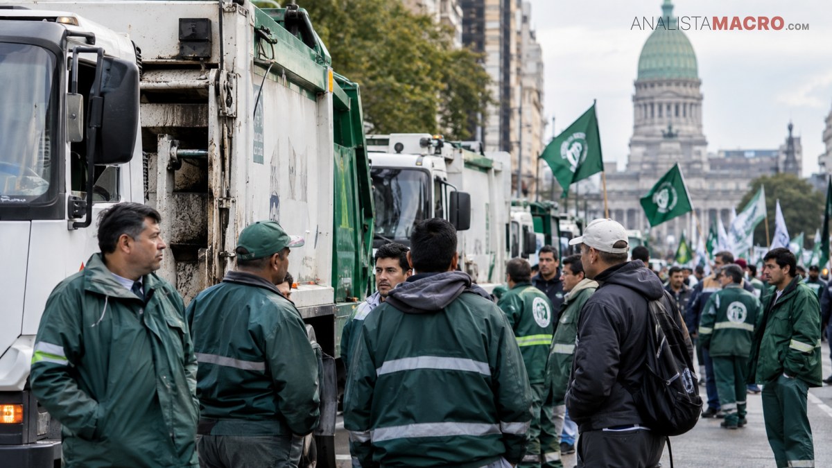 Trabajadores con uniformes verdes se reúnen junto a