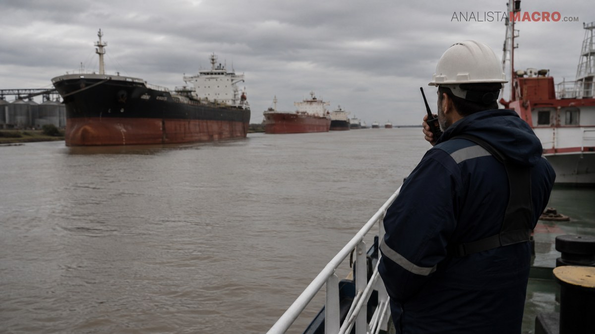 La huelga de prácticos deja varados a más de 140 buques y paraliza el corredor exportador del Paraná